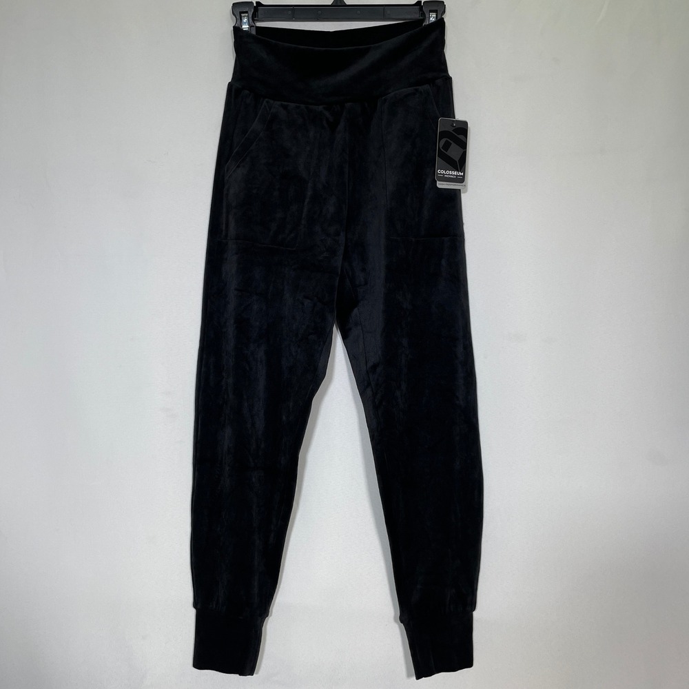 Colosseum Delilah Black High Performance Velvet Lounge Pants Women's SMALL NWT